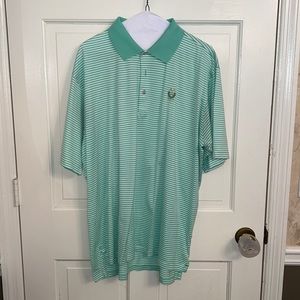 EUC Peter Millar Green Stripes Golf Polo Shirt size Large